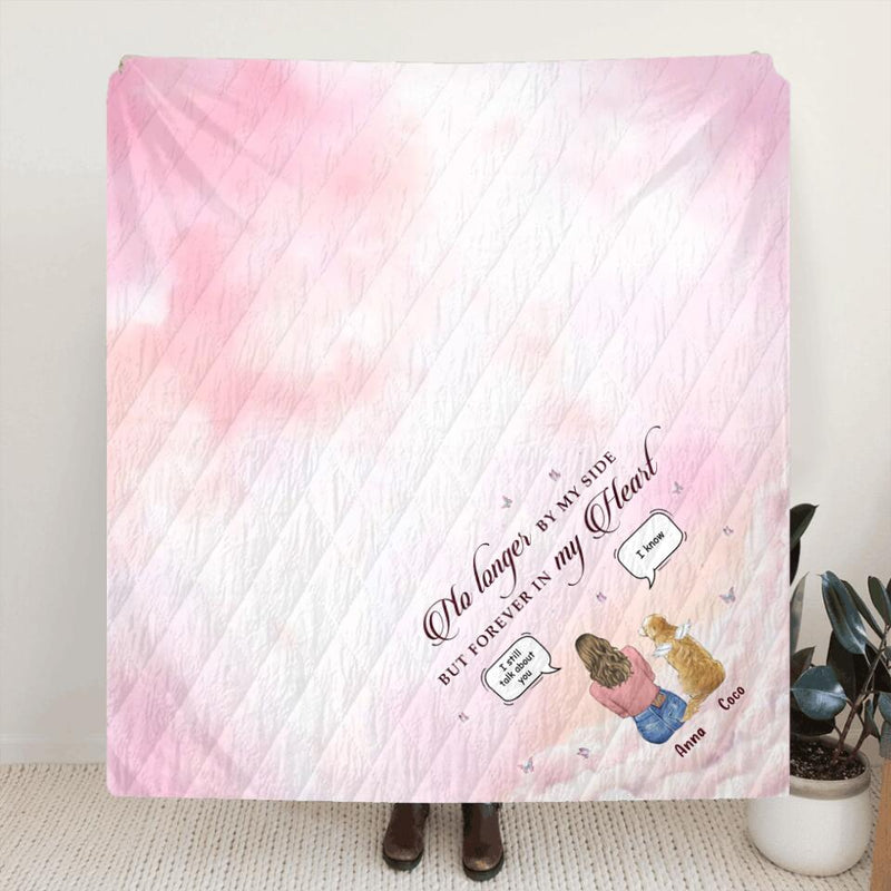 Personalized Memorial Pet Fleece Throw Blanket/Quilt - Memorial Gift Idea for Dog/Cat Owners/Mother's Day - No Longer By My Side But Forever In My Heart