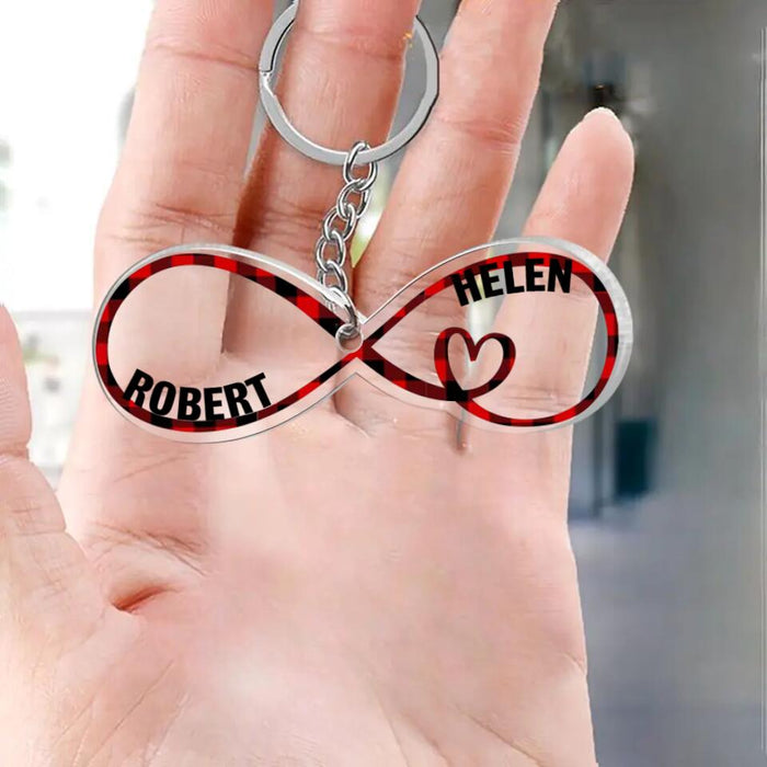 Custom Personalized Couple Heart Acrylic Keychain - Gift Idea For Couple