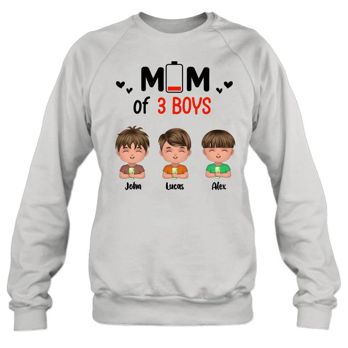 Custom Personalized Mom Of Children T-Shirt/Long Sleeve/Sweatshirt/Hoodie - Upto 3 Children - Gift Idea For Mother's Day/ Father's Day