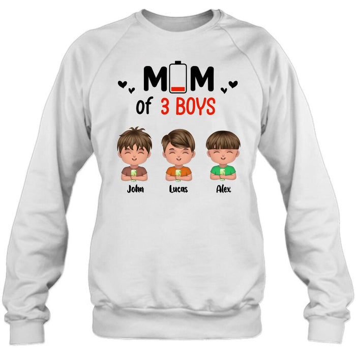 Custom Personalized Mom Of Children T-Shirt/Long Sleeve/Sweatshirt/Hoodie - Upto 3 Children - Gift Idea For Mother's Day/ Father's Day