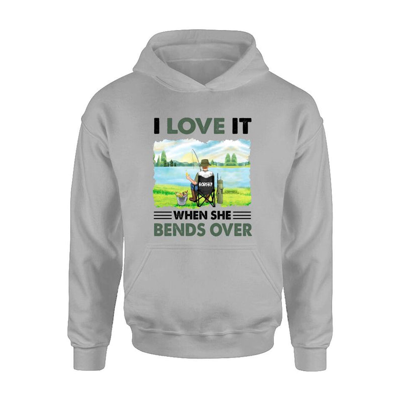 Personalized Fishing Shirt - Gift Idea For Couple/Fishing Lovers/Mother's Day/Father's Day - I Love It When She Bends Over
