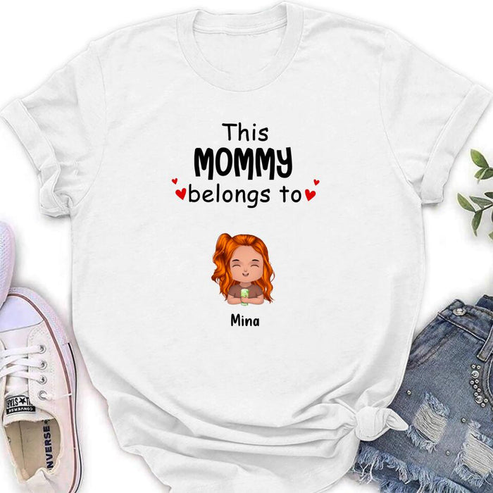 Custom Personalized This Mommy Belongs To Doll Kids T-Shirt/ Long Sleeve/ Sweatshirt/ Hoodie - Upto 7 Children - Gift Idea For Grandma/ Grandpa/ Dad/ Mom/ Mother's Day/ Father's Day