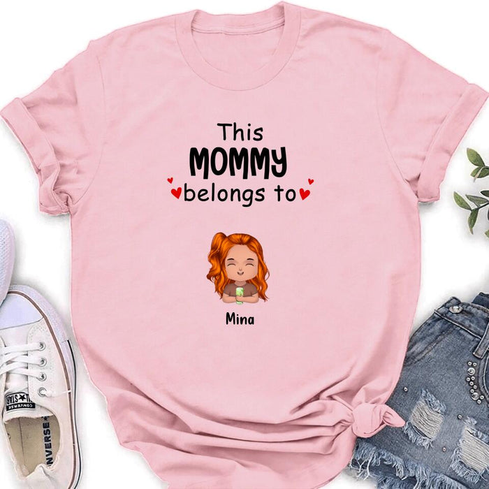 Custom Personalized This Mommy Belongs To Doll Kids T-Shirt/ Long Sleeve/ Sweatshirt/ Hoodie - Upto 7 Children - Gift Idea For Grandma/ Grandpa/ Dad/ Mom/ Mother's Day/ Father's Day