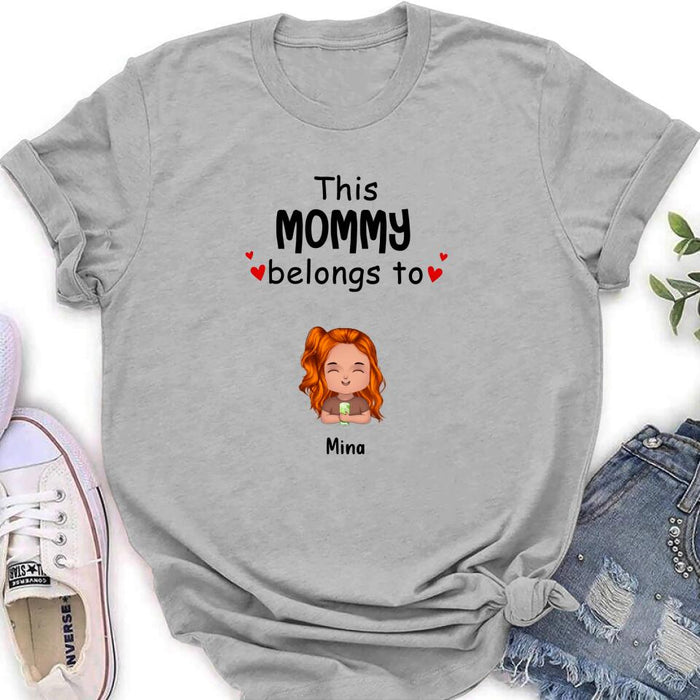 Custom Personalized This Mommy Belongs To Doll Kids T-Shirt/ Long Sleeve/ Sweatshirt/ Hoodie - Upto 7 Children - Gift Idea For Grandma/ Grandpa/ Dad/ Mom/ Mother's Day/ Father's Day