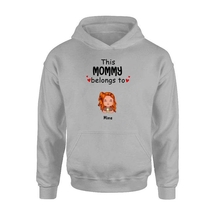 Custom Personalized This Mommy Belongs To Doll Kids T-Shirt/ Long Sleeve/ Sweatshirt/ Hoodie - Upto 7 Children - Gift Idea For Grandma/ Grandpa/ Dad/ Mom/ Mother's Day/ Father's Day