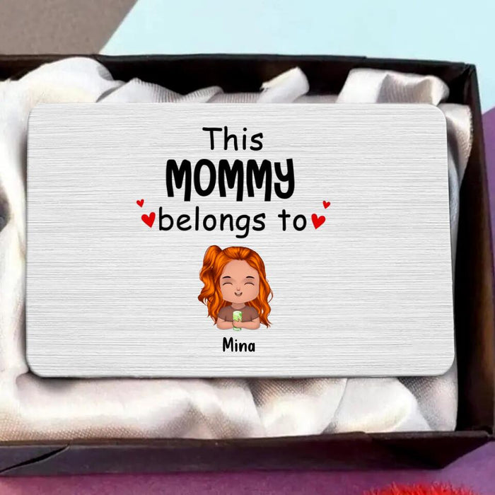 Custom Personalized This Mommy Belongs To Aluminum Wallet Card  - Upto 7 Children - Gift Idea For Grandma/ Grandpa/ Dad/ Mom/ Mother's Day/ Father's Day