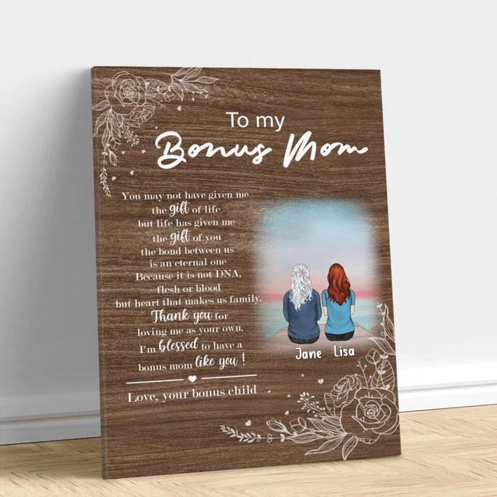 Custom Personalized Bonus Mom Canvas - Upto 4 Children - Mother's Day Gift Idea for Bonus Mom -  To My Bonus Mom