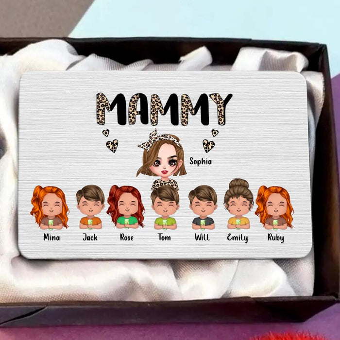 Custom Personalized Mammy Aluminum Wallet Card - Upto 7 Children - Mother's Day Gift Idea For Grandma/ Mother