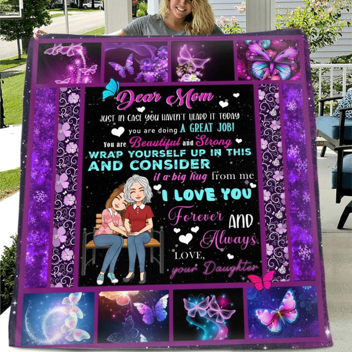 Custom Personalized Mom & Daughter Quilt/Single Layer Fleece Blanket - Gift Idea For Mother's Day From Daughter -I Love You Forever And Always