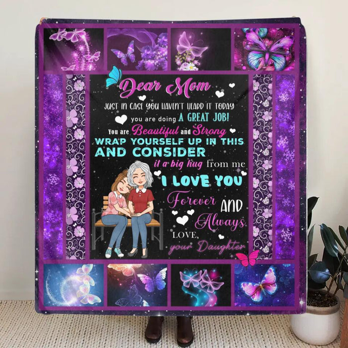 Custom Personalized Mom & Daughter Quilt/Single Layer Fleece Blanket - Gift Idea For Mother's Day From Daughter -I Love You Forever And Always