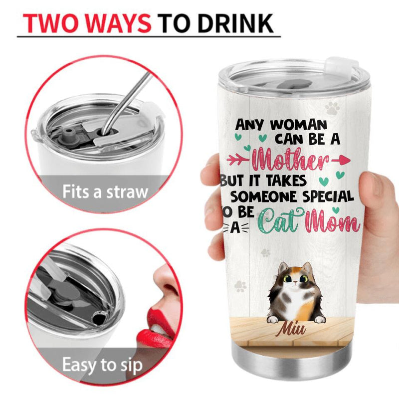 Personalized Cat Mom Chibi Tumbler - Gift Idea For Mother's Day/Cat Lovers With Up to 6 Cats - Any Woman Can Be A Mother But It Takes Someone Special To Be A Cat Mom