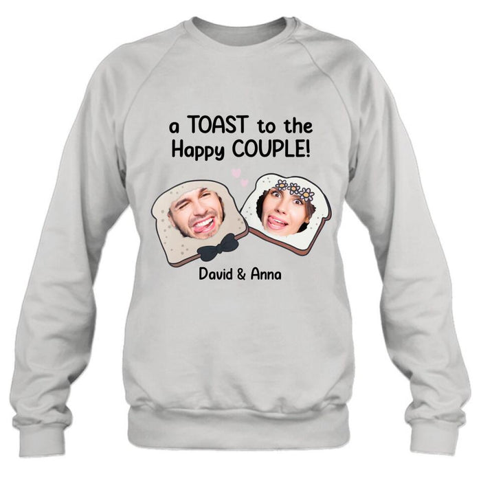 Custom Personalized Couple T-shirt/ Long Sleeve/ Sweatshirt/ Hoodie - Upload Photos - Gift Idea For Couple - A Toast To The Happy Couple!