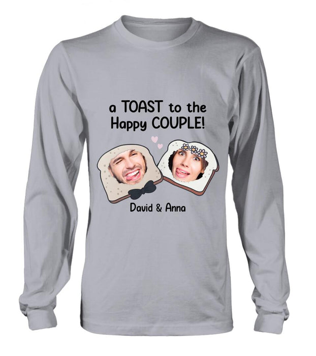 Custom Personalized Couple T-shirt/ Long Sleeve/ Sweatshirt/ Hoodie - Upload Photos - Gift Idea For Couple - A Toast To The Happy Couple!