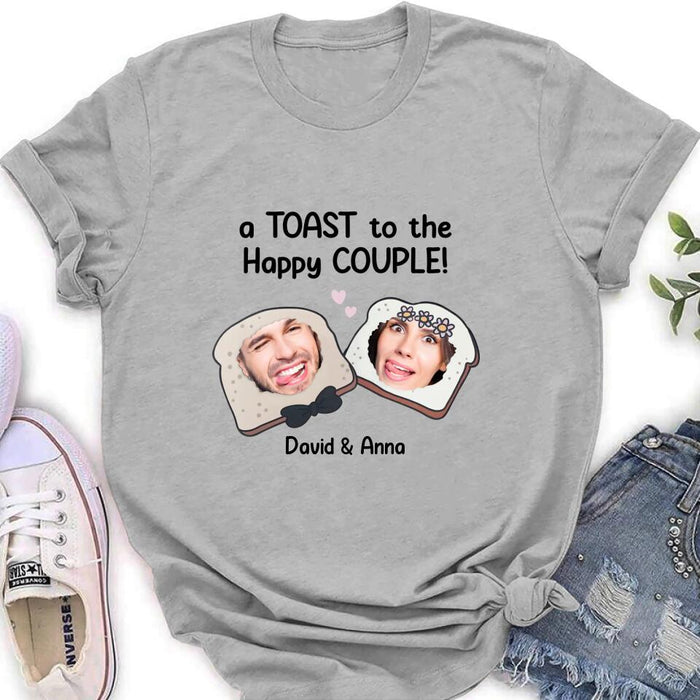 Custom Personalized Couple T-shirt/ Long Sleeve/ Sweatshirt/ Hoodie - Upload Photos - Gift Idea For Couple - A Toast To The Happy Couple!