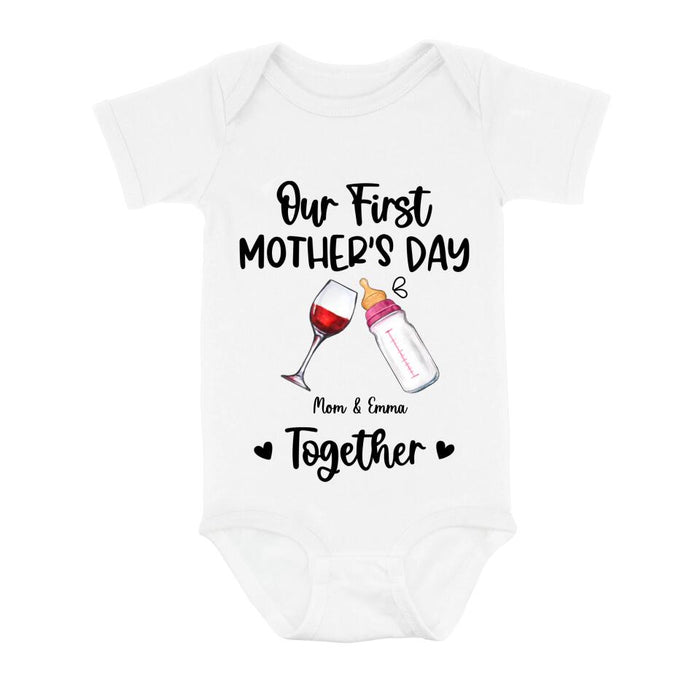 Custom Personalized Baby Onesie/T-Shirt - Mother's Day Gift Idea For Baby/Mom - Our First Mother's Day Together