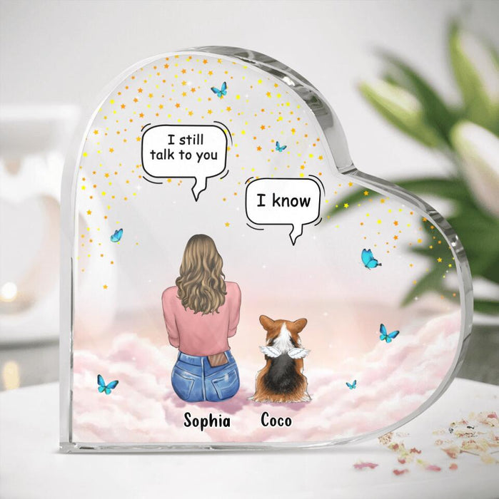 Custom Personalized Memorial Pet Crystal Heart - Upto 4 Pets - Memorial Gift Idea For Dog/Cat Lover -  I Still Talk To You