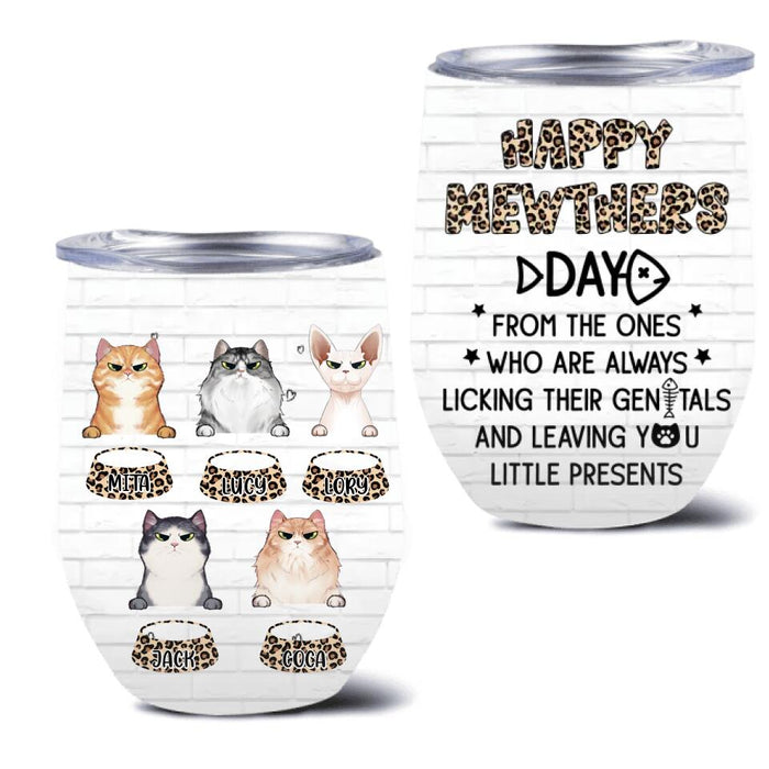 Custom Personalized Cats Wine Tumbler - Upto 5 Cats - Gift Idea For Cat Lovers - Happy Mewthers Day