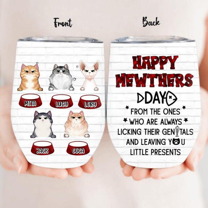 Custom Personalized Cats Wine Tumbler - Upto 5 Cats - Best Gift Idea For Cat Lovers - Happy Mewthers Day