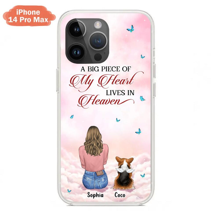 Custom Personalized Memorial Pet Phone Case - Upto 4 Pets - Memorial Gift Idea For Dog/Cat Lover -   A Big Piece Of My Heart Lives In Heaven - Case For iPhone And Samsung