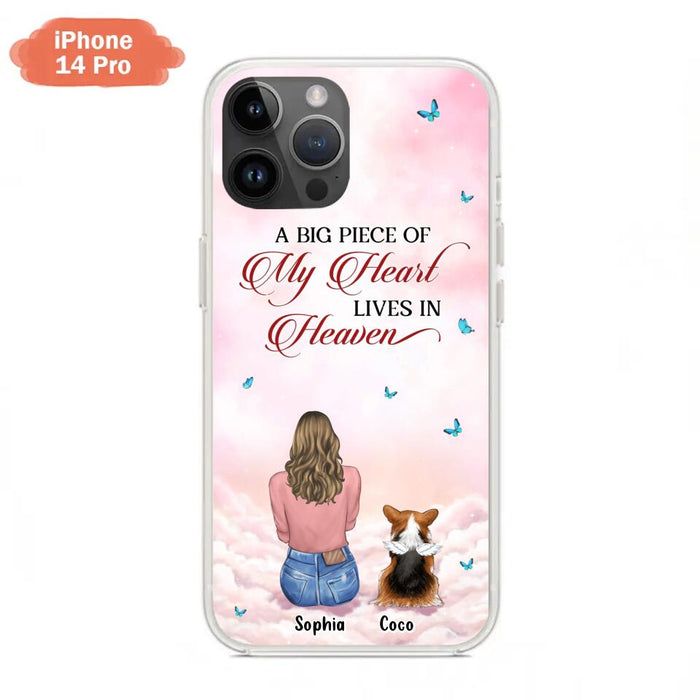 Custom Personalized Memorial Pet Phone Case - Upto 4 Pets - Memorial Gift Idea For Dog/Cat Lover -   A Big Piece Of My Heart Lives In Heaven - Case For iPhone And Samsung