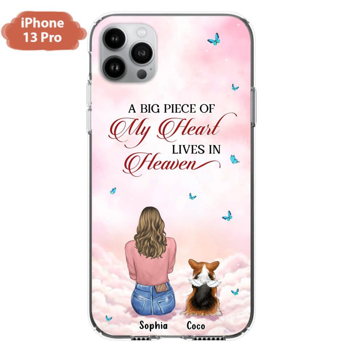 Custom Personalized Memorial Pet Phone Case - Upto 4 Pets - Memorial Gift Idea For Dog/Cat Lover -   A Big Piece Of My Heart Lives In Heaven - Case For iPhone And Samsung