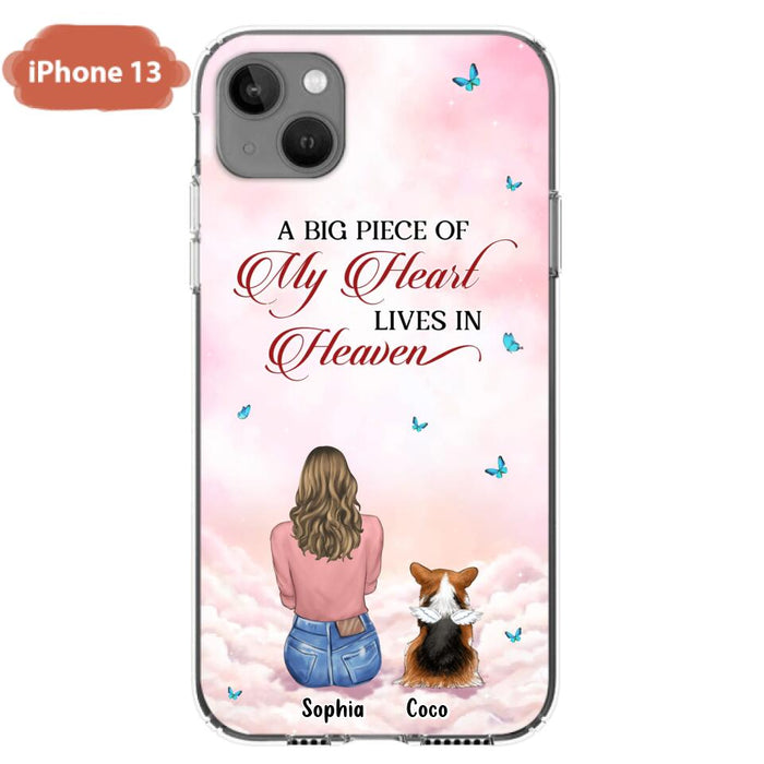 Custom Personalized Memorial Pet Phone Case - Upto 4 Pets - Memorial Gift Idea For Dog/Cat Lover -   A Big Piece Of My Heart Lives In Heaven - Case For iPhone And Samsung