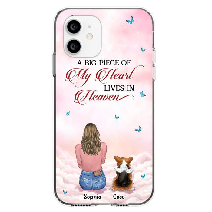 Custom Personalized Memorial Pet Phone Case - Upto 4 Pets - Memorial Gift Idea For Dog/Cat Lover -   A Big Piece Of My Heart Lives In Heaven - Case For iPhone And Samsung