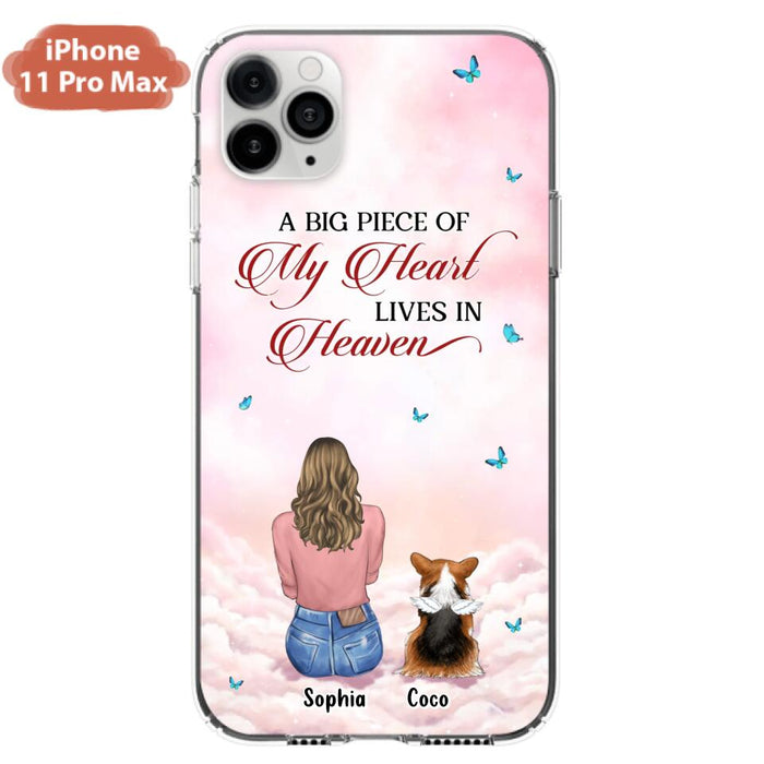 Custom Personalized Memorial Pet Phone Case - Upto 4 Pets - Memorial Gift Idea For Dog/Cat Lover -   A Big Piece Of My Heart Lives In Heaven - Case For iPhone And Samsung