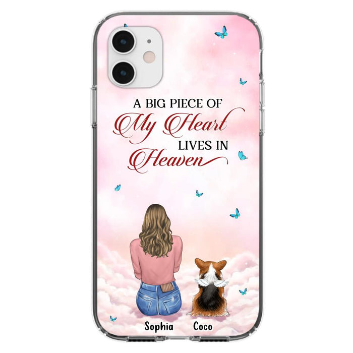 Custom Personalized Memorial Pet Phone Case - Upto 4 Pets - Memorial Gift Idea For Dog/Cat Lover -   A Big Piece Of My Heart Lives In Heaven - Case For iPhone And Samsung