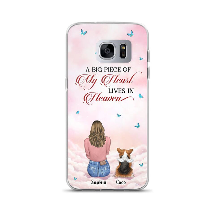 Custom Personalized Memorial Pet Phone Case - Upto 4 Pets - Memorial Gift Idea For Dog/Cat Lover -   A Big Piece Of My Heart Lives In Heaven - Case For iPhone And Samsung