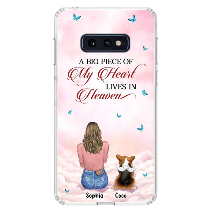 Custom Personalized Memorial Pet Phone Case - Upto 4 Pets - Memorial Gift Idea For Dog/Cat Lover -   A Big Piece Of My Heart Lives In Heaven - Case For iPhone And Samsung