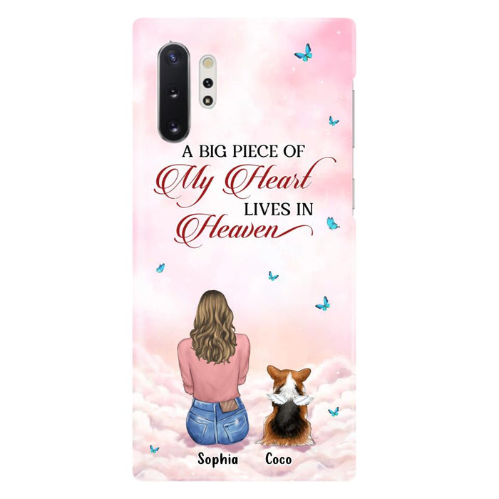 Custom Personalized Memorial Pet Phone Case - Upto 4 Pets - Memorial Gift Idea For Dog/Cat Lover -   A Big Piece Of My Heart Lives In Heaven - Case For iPhone And Samsung