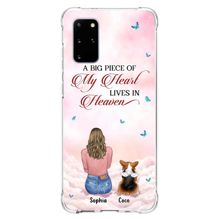 Custom Personalized Memorial Pet Phone Case - Upto 4 Pets - Memorial Gift Idea For Dog/Cat Lover -   A Big Piece Of My Heart Lives In Heaven - Case For iPhone And Samsung