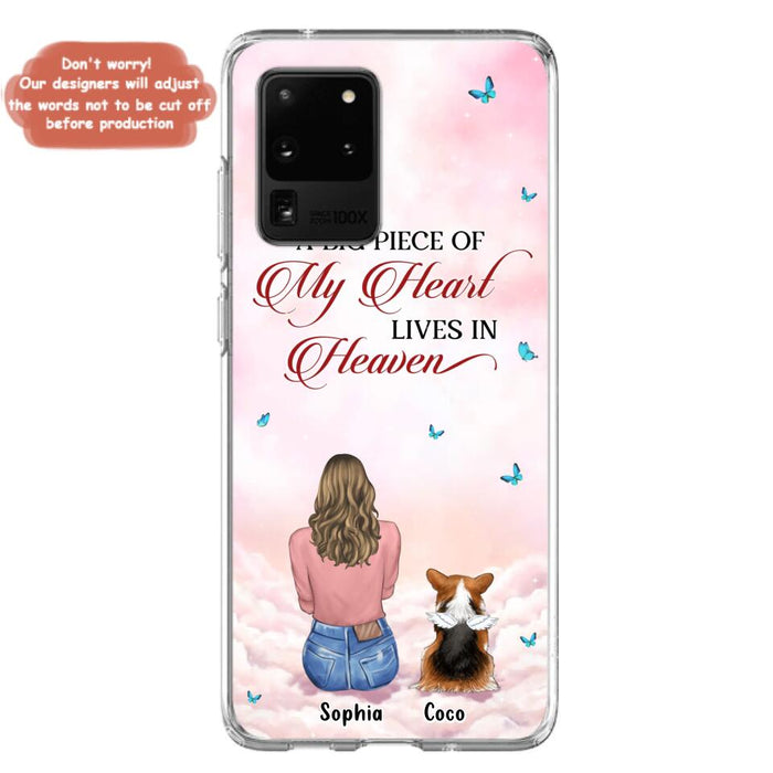 Custom Personalized Memorial Pet Phone Case - Upto 4 Pets - Memorial Gift Idea For Dog/Cat Lover -   A Big Piece Of My Heart Lives In Heaven - Case For iPhone And Samsung