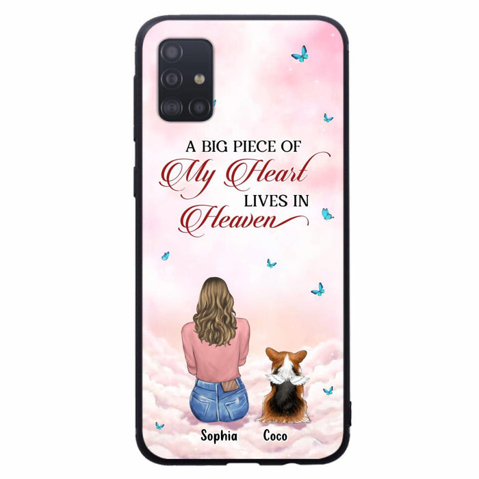 Custom Personalized Memorial Pet Phone Case - Upto 4 Pets - Memorial Gift Idea For Dog/Cat Lover -   A Big Piece Of My Heart Lives In Heaven - Case For iPhone And Samsung