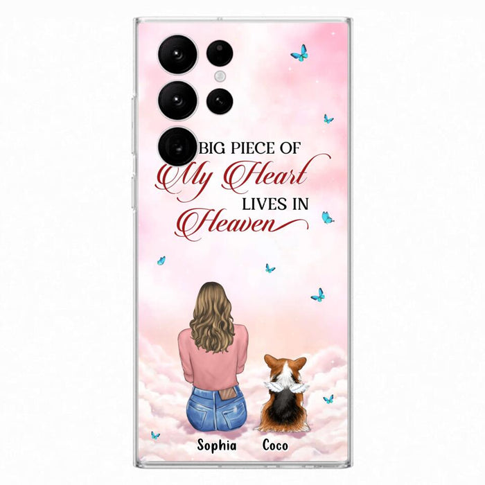 Custom Personalized Memorial Pet Phone Case - Upto 4 Pets - Memorial Gift Idea For Dog/Cat Lover -   A Big Piece Of My Heart Lives In Heaven - Case For iPhone And Samsung