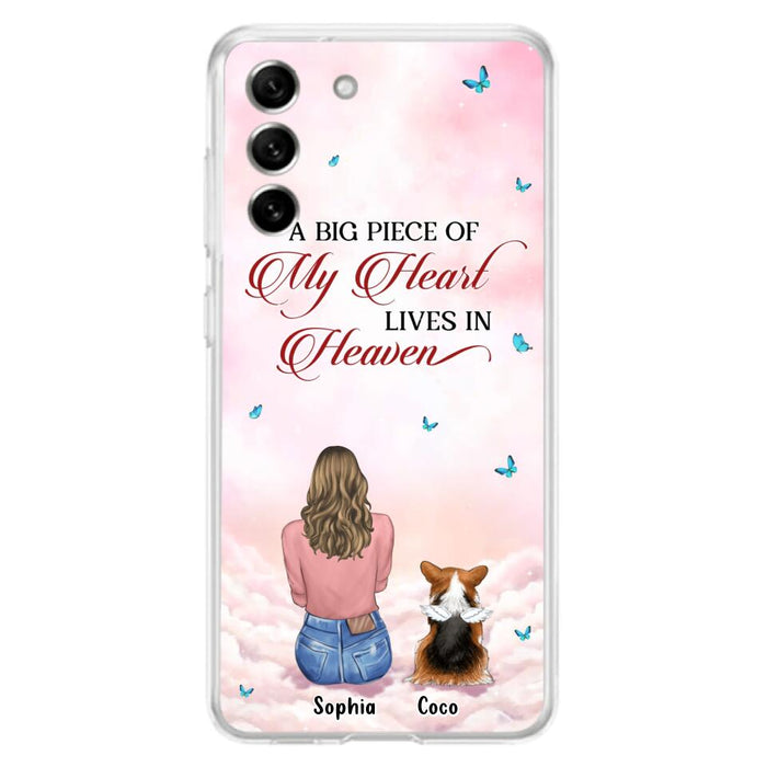 Custom Personalized Memorial Pet Phone Case - Upto 4 Pets - Memorial Gift Idea For Dog/Cat Lover -   A Big Piece Of My Heart Lives In Heaven - Case For iPhone And Samsung