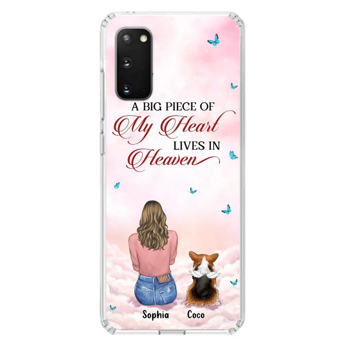 Custom Personalized Memorial Pet Phone Case - Upto 4 Pets - Memorial Gift Idea For Dog/Cat Lover -   A Big Piece Of My Heart Lives In Heaven - Case For iPhone And Samsung