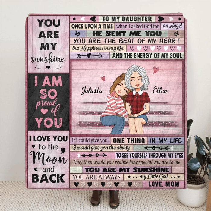 Custom Personalized To My Daughter Quilt/Single Layer Fleece Blanket - Gift For Daughter From Mom - When I Asked God For An Angel He Sent Me You