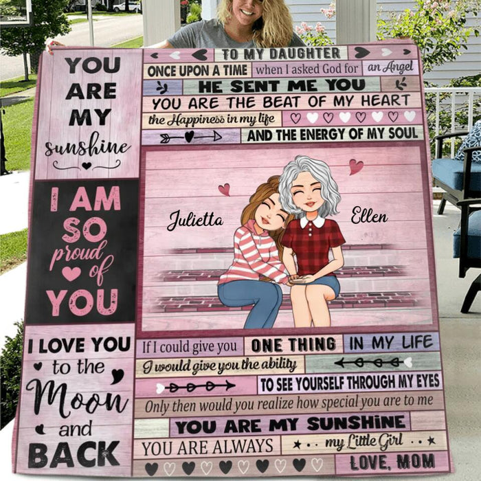 Custom Personalized To My Daughter Quilt/Single Layer Fleece Blanket - Gift For Daughter From Mom - When I Asked God For An Angel He Sent Me You