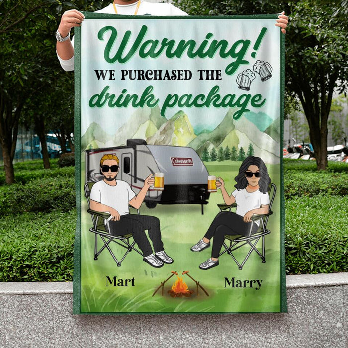 Custom Personalized Camping Couple Flag Sign - Gift Idea For Camping Lovers/Couple - Warning We Purchased The Drink Package