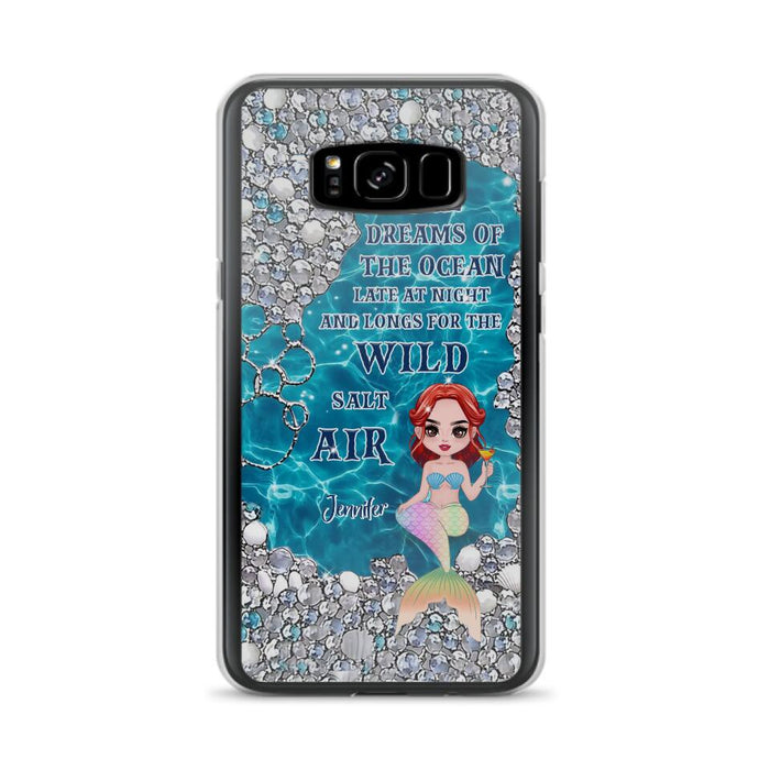 Custom Personalized Mermaid Phone Case - Gift Idea For Ocean Lovers/Mermaid - She Dreams Of The Ocean Late At Night  - Case For iPhone & Samsung