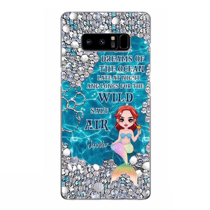 Custom Personalized Mermaid Phone Case - Gift Idea For Ocean Lovers/Mermaid - She Dreams Of The Ocean Late At Night  - Case For iPhone & Samsung