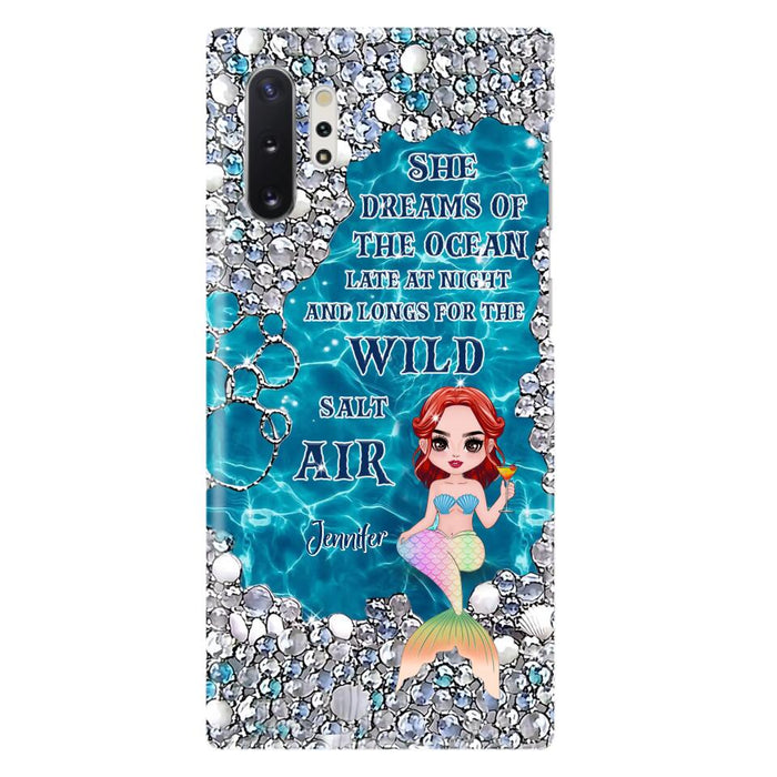 Custom Personalized Mermaid Phone Case - Gift Idea For Ocean Lovers/Mermaid - She Dreams Of The Ocean Late At Night  - Case For iPhone & Samsung