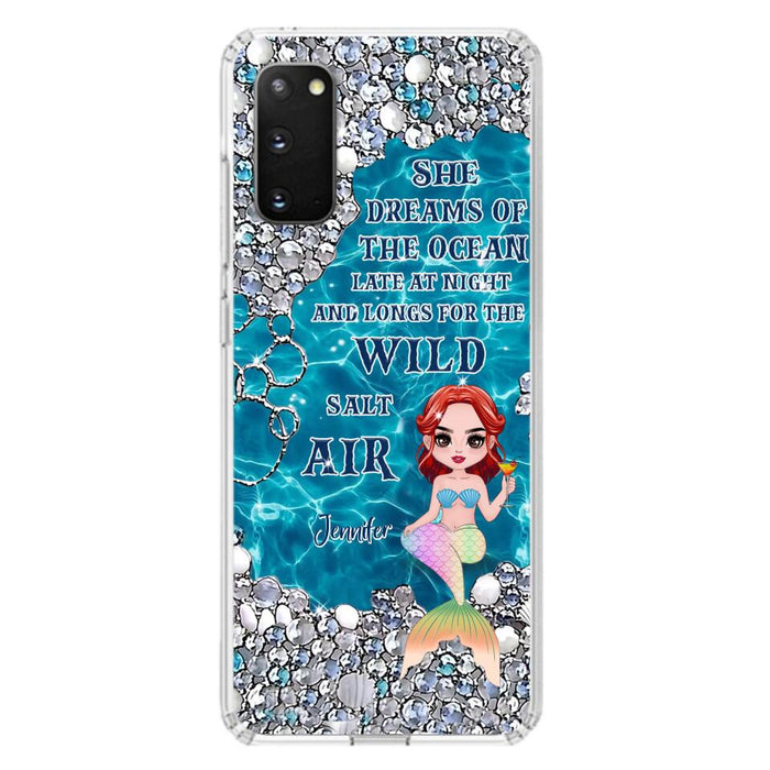 Custom Personalized Mermaid Phone Case - Gift Idea For Ocean Lovers/Mermaid - She Dreams Of The Ocean Late At Night  - Case For iPhone & Samsung