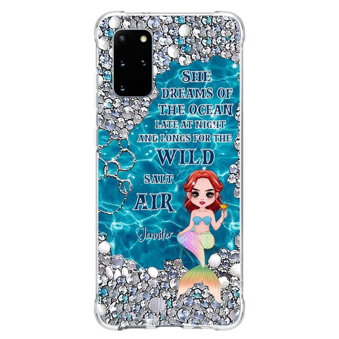 Custom Personalized Mermaid Phone Case - Gift Idea For Ocean Lovers/Mermaid - She Dreams Of The Ocean Late At Night  - Case For iPhone & Samsung