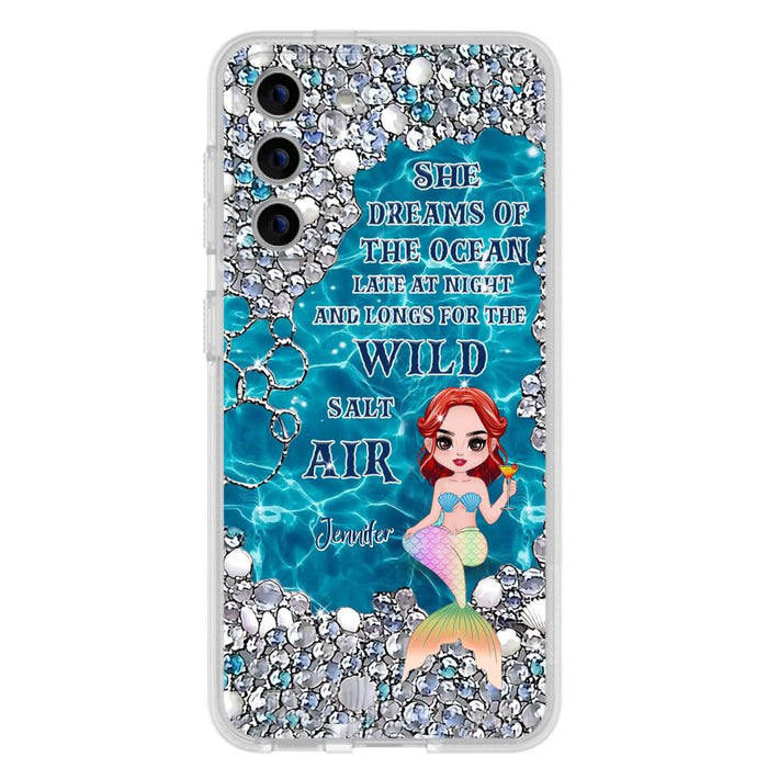 Custom Personalized Mermaid Phone Case - Gift Idea For Ocean Lovers/Mermaid - She Dreams Of The Ocean Late At Night  - Case For iPhone & Samsung