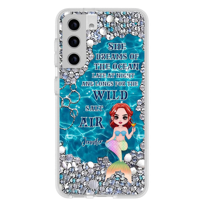 Custom Personalized Mermaid Phone Case - Gift Idea For Ocean Lovers/Mermaid - She Dreams Of The Ocean Late At Night  - Case For iPhone & Samsung