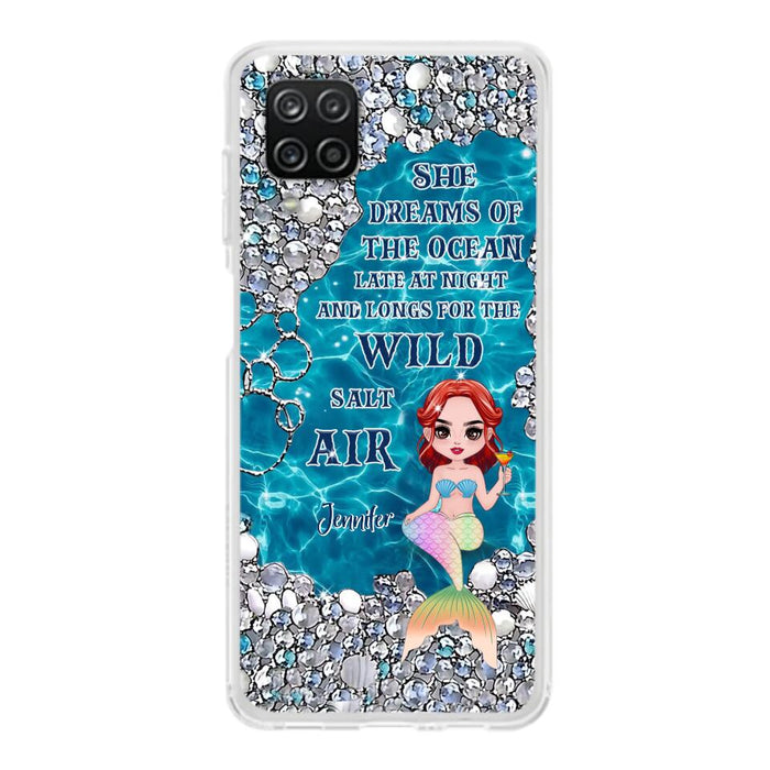 Custom Personalized Mermaid Phone Case - Gift Idea For Ocean Lovers/Mermaid - She Dreams Of The Ocean Late At Night  - Case For iPhone & Samsung