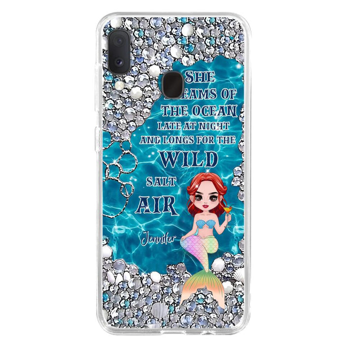 Custom Personalized Mermaid Phone Case - Gift Idea For Ocean Lovers/Mermaid - She Dreams Of The Ocean Late At Night  - Case For iPhone & Samsung